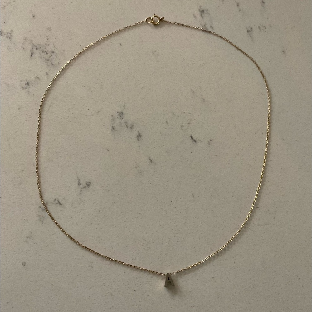 Anthropologie Monogram Gold Tone Necklace with Letter A Pendant